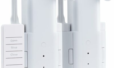 Automatic Curtain Opener 2 Pack: Smart Electric Curtains Closer Robot with Remote Control｜No Drill Quiet Motor｜Compatible for Roman Rods, T & U Tracks｜Long-Lasting Battery for Bedroom & Home Double Snow White product image