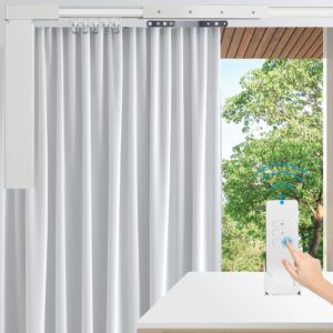 Electric Curtain Tracks 87"-244" Smart Curtains Motorized Opener Curtains Rod with Remote Control (157'') product image