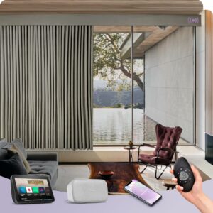 Graywind Hardwired Smart Curtains Motorized Blackout Curtain with Remote Alexa Google Control for Sliding Door Thermal Insulated Drapes One-Way or Split Draw, Custom Width to 220" (Mocha Beige) Blackout - Mocha Beige 2 - Hardwired Smart Motor product image