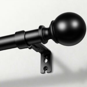 Zeerobee Curtain Rods for Windows 66 to 120, 1 Inch Adjustable Heavy Duty Black Curtain Rod, Outdoor Indoor Room Divider Modern Drapery Pole, 66-120" 32"-120" Black product image