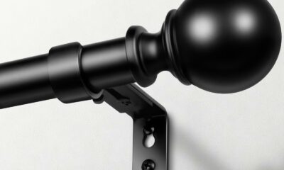 Zeerobee Curtain Rods for Windows 66 to 120, 1 Inch Adjustable Heavy Duty Black Curtain Rod, Outdoor Indoor Room Divider Modern Drapery Pole, 66-120" 32"-120" Black product image