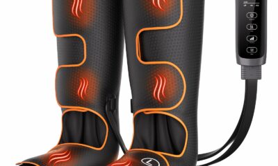 Leg Massager with Heat and Compression, Foot and Calf Massager for Circulation and Pain Relief, Compression Boots with Handheld Controller, 6 Modes 3 Intensities, Gift for Mom Dad Black product image