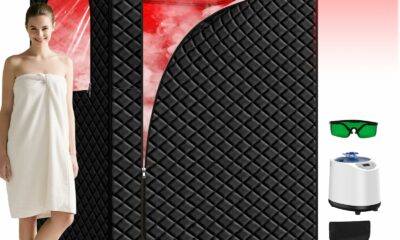 Portable Infrared Sauna Box for Home, Full Body Steam Sauna Tent with 660nm & 850nm Red Light Therapy Lamp, 3L 1200W Fast-Heating Steamer, Adjustable Temp & Remote Control for Relaxation, Detox Infrared Sauna with Red Light Therapy product image