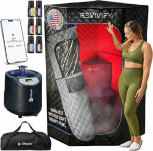 LifePro Revivify Deluxe Full Body Steam Sauna with Red Light Therapy