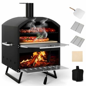 Giantex 16-Inch Wood Fired Pizza Oven with Stone