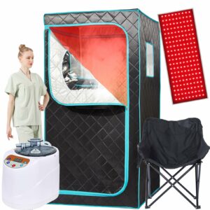 AURGOD Portable Steam Sauna with Red Light Therapy 1500W
