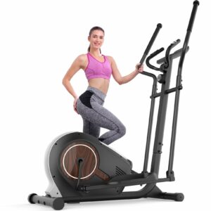 ANCHEER Elliptical Exercise Machine, Elliptical Trainer for Home Gym, Exercise Equipment 500Lbs Max Weight, Ultra-Silent Elliptical Machine, with Smooth 14 Resistance Levels & Pulse Rate Grips Silver product image