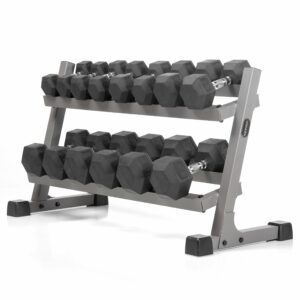 XMARK Dumbbell Set with Rack, Weights Dumbbells, Multiple Free Weights and Horizontal Storage for Home Gym Strength Training, Storage Rack Color Options Gray Rack 10-50lb Set product image
