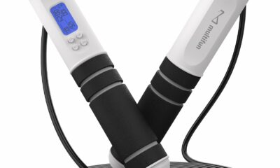 multifun Digital Jump Rope with Smart Counter & Timer - Adjustable Speed Skipping Rope for Fitness, Weight Loss, Boxing, MMA - Tangle-Free Ball Bearings & Anti-Slip Handles for Men, Women, Kids Black product image
