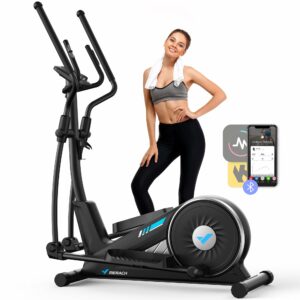 MERACH Elliptical Exercise Machine for Home Use, Elliptical Machine with Hyper-Quiet Magnetic Drive System, 16-Level Resistance Adjustment, 15.5IN Stride, 350LBS Loading Capacity, MERACH App Metallic product image
