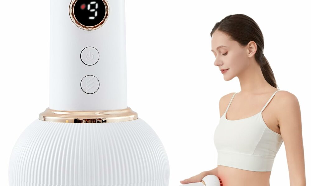 Lymphatic Drainage Massager & Anti Cellulite Massage Tool, Helps Reduce Stretch Marks & Cellulite, for Legs, Arms & Belly, Body Sculpting Machine with Microcurrent, Light, Heat & Vibration White product image