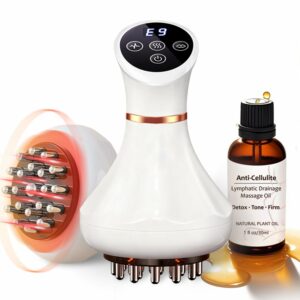 Lymphatic Drainage Massager & Anti Cellulite Massage Tool Helps Reduce Stretch Marks & Cellulite, Body Sculpting Machine For Legs, Arms & Belly with Microcurrent, Light, Heat & Vibration，With Body Oil product image