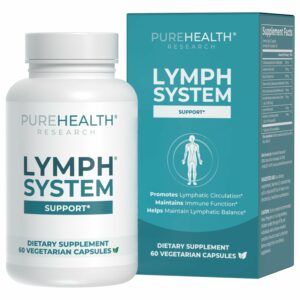 PUREHEALTH RESEARCH Lymph System Support Supplement - Lymphatic Drainage Supplement with Dandelion Extract, Cleavers, Burdock Powder - Reduce Swelling and Cleanse Lymph - 1 Bottle, Brown 60 Count (Pack of 1) product image