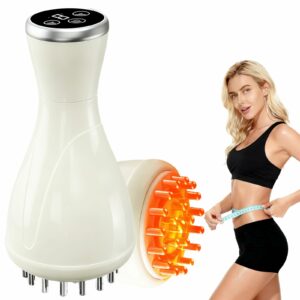 Lymphatic Massager, Anti Cellulite Massage Tool, Lymphatic Drainage Tool, with Soothing Pulse, Light, Heat and Vibration, Help Reduce Stretch Mark and Cellulite, for Belly Neck Leg Hip Arm (White) product image