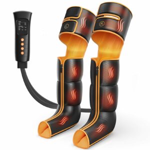 Leg Massager with Heat and Compression, Foot Calf & Thigh Massage for Circulation and Pain Relief, Leg Compression Massager with Handheld Controller 3 Intensities 6 Modes Yellow & Black product image