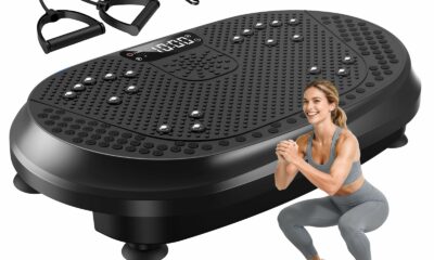 Vibration Plate Exercise Machine, Vibrating Fitness Platform for Lymphatic Drainage, Full Body Shaker Workout Equipment, Bluetooth Power Shaping Vibrate Plate, Board Sport for Home Exercise Gym, Blue Black product image