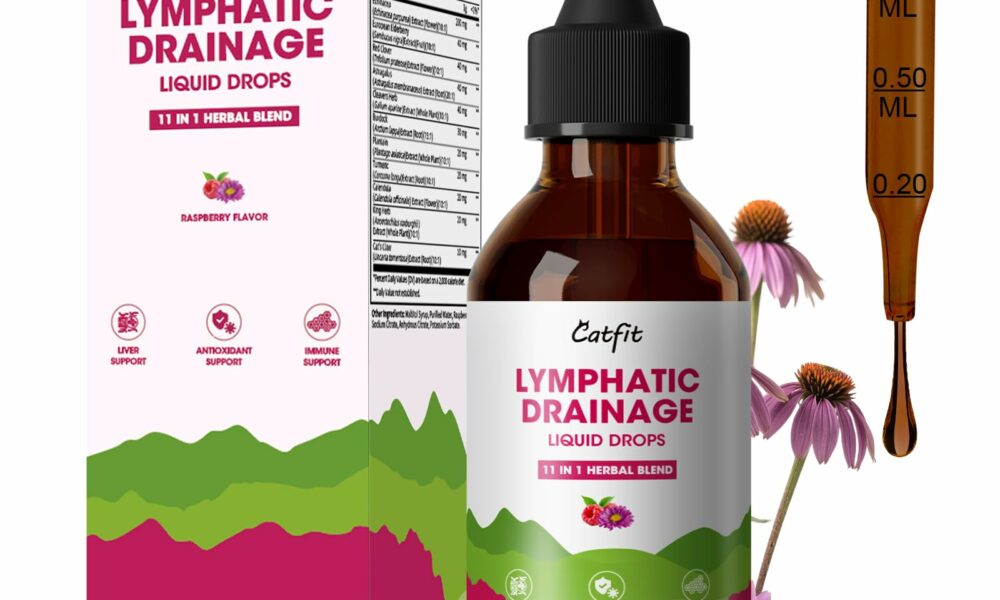 Lymphatic Drainage Supplements Drops for Immune, Lymph System Support, Cleanse & Detox, Liver Health with Echinacea,Elderberry,Cleavers Herb,Burdock, Calendula, Non-GMO, Raspberry Flavor, 2 Fl Oz Raspberry 2 Fl Oz (Pack of 1) product image