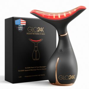 GLO24K Red Light Face & Neck Beauty Device – 3-in-1 Facial Massager Tool with LED & Vibration for Skin Revitalization and Neck Firming 3 Led Lights product image