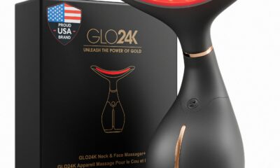 GLO24K Red Light Face & Neck Beauty Device – 3-in-1 Facial Massager Tool with LED & Vibration for Skin Revitalization and Neck Firming 3 Led Lights product image