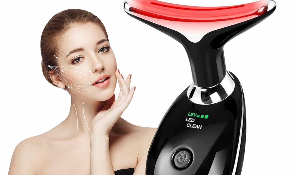 Facial and Neck Massager, Lymphatic Drainage Facial Massager Designed Specifically for The Face and Neck, Equipped with 7-Color Face 𝖲culpting Wand (Black) product image