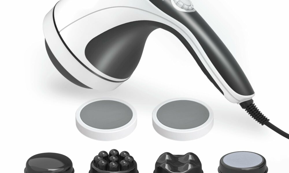 Handheld Cellulite Massager, Body Sculpting Machine, Cellulite Massager Electric Tool, Lymphatic Massage Roller with 8 Rotating Heads & 2 Mesh Caps for Body Shaping & Lymphatic Drainage product image