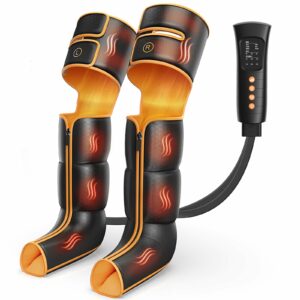 Leg Massager with Heat and Compression, Foot and Full Leg Massager for Circulation and Pain Relief, Sequential Compression Boots with 6 Modes, 6 Intensity, 3 Heat, Gifts for Mom, Dad, Athletes Black Yellow product image