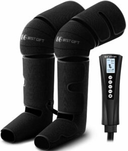Valentines Day Gifts for Him Her, Men Women, Dad Mom, Mother's Day, Father's Day, Air Compression Massager with Heat for Comprehensive Leg and Foot Therapy, Helpful for Varicose Veins, Cramps, Edema Linen Black product image