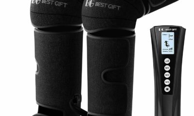 Valentines Day Gifts for Him Her, Men Women, Dad Mom, Mother's Day, Father's Day, Air Compression Massager with Heat for Comprehensive Leg and Foot Therapy, Helpful for Varicose Veins, Cramps, Edema Linen Black product image