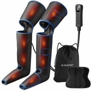 QUINEAR Leg Massager for Circulation and Pain Relief, Full Leg Compression Massager with Heat 2 Extender 3Heat 3Mode 3Intensity Sequential Compression Boots for Cramps Edema Swelling,FSA-HSA Eligible Blue product image