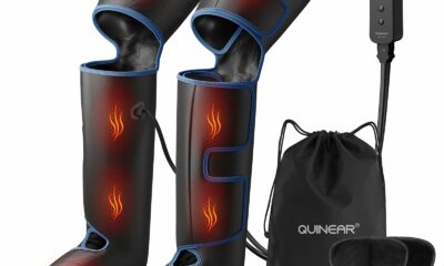 QUINEAR Leg Massager for Circulation and Pain Relief, Full Leg Compression Massager with Heat 2 Extender 3Heat 3Mode 3Intensity Sequential Compression Boots for Cramps Edema Swelling,FSA-HSA Eligible Blue product image