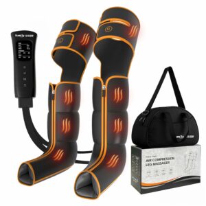 Leg Massager with Heat and Compression‎, Leg Compression Machine & Compression Boots for Circulation – 6 Modes & 3 Intensity Levels for Pain Relief, Gifts for Women, Men & Seniors Black-orange product image