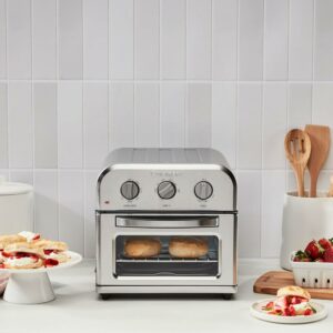 Cuisinart Compact Air Fryer Toaster Oven, Stainless Steel Fryer with 6-in-1 Functions, Adjustable Temperature, Includes Oven Rack, Baking Pan and Air Fry Basket, TOA-26 Compact Air Fryer Oven Stainless Steel