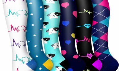 Bluemaple 6 Pack Copper Compression Socks for Women and Men Circulation-Best Support for Medical, Running,Nursing,Athletic C-white+blue Small-Medium product image