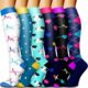 Bluemaple 6 Pack Copper Compression Socks for Women and Men Circulation-Best Support for Medical, Running,Nursing,Athletic C-white+blue Small-Medium product image