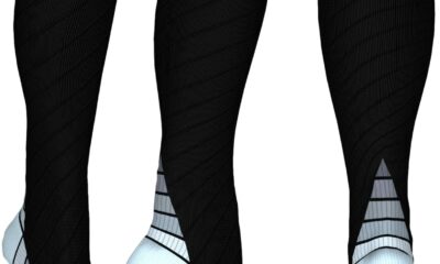 Physix Gear Compression Socks 20-30 mmHg - Men & Women - Running, Nurses, Shin Splints, Flight, Travel Black/Grey L/XL product image