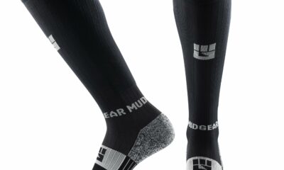 MudGear Graduated Compression Socks, Durable, Sweat-Resistant OCR Performance Socks with Cushioned Footbed, Made in USA Large Black/Gray product image