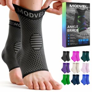 Modvel Foot & Ankle Brace Socks for Sprained Ankle Compression Sleeve - Plantar Fasciitis Relief Brace, Foot Support for pain Women & Men - Tendonitis & Arthritis Feet Sleeve, Stabilizing Ankles Wrap Medium A Black 2 product image