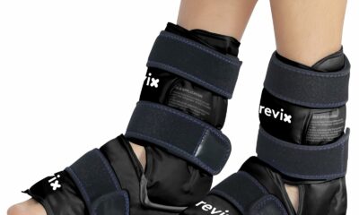 REVIX Ice Packs for Ankle Injuries Reusable, Ankle Ice Wrap with Cold Compression for Feet Pain Relief, Plantar Fasciitis and Achilles Tendonitis, Soft Plush Lining, 2 Packs, Black Black-Pack 2 2.0 product image