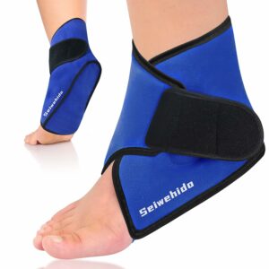 Ankle Ice Pack Wrap for Heel Swelling Pain Relief Reusable Gel Hot Cold Compress for Achilles Tendonitis Plantar Fasciitis, Post-Surgery, Sports Injury（1pcs） Blue 1-pack product image