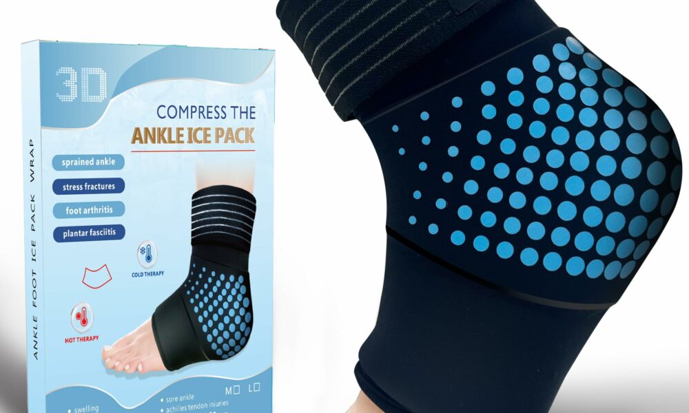 Ergonomic Ankle Ice Pack Wrap,Hot and Cold Compress Therapy for Foot Pain Relief, Ice Packs for Injuries Reusable Gel Ankle Brace, Ideal for Plantar Fasciitis and Achilles Tendonitis Medium product image