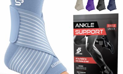 Sleeve Stars Ankle Support for Ligament Damage & Sprained Ankle, Plantar Fasciitis Support & Achilles Tendonitis Pain Relief, Ankle Brace for Women & Men w/Compression Ankle Strap (Single/Light Blue) Medium Light Blue 1 product image