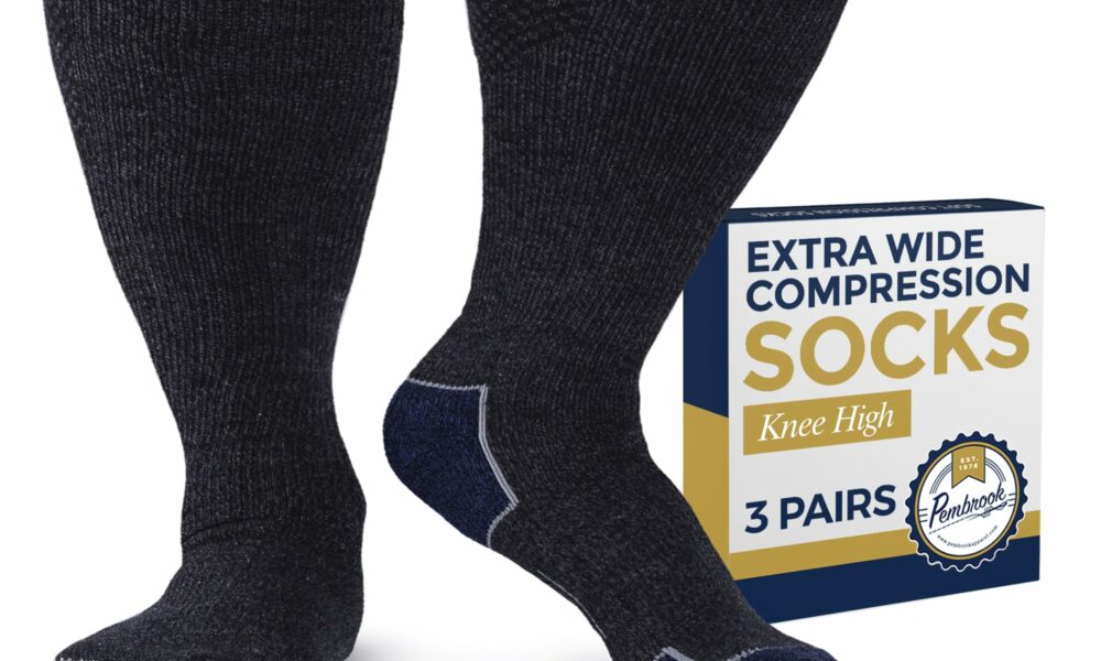 Pembrook 3 Pairs Plus Size Compression Socks Wide Calf - Knee High Wide Calf Compression Socks | Circulation Support Socks Dark Gray Pack - 3 Pairs XX-Large product image
