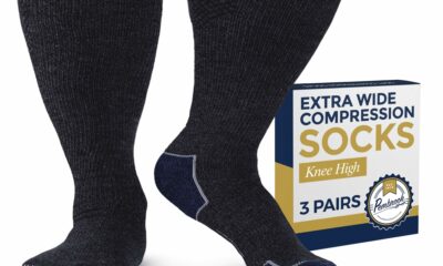 Pembrook 3 Pairs Plus Size Compression Socks Wide Calf - Knee High Wide Calf Compression Socks | Circulation Support Socks Dark Gray Pack - 3 Pairs XX-Large product image