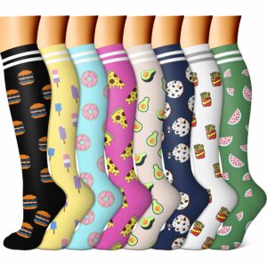 FEYHAY Copper Compression Socks (8 Pairs) 15-20 mmHg Circulation is Best Athletic & Daily for Men & Women, Running, Climbing Large-X-Large 12 Colour Mixture product image