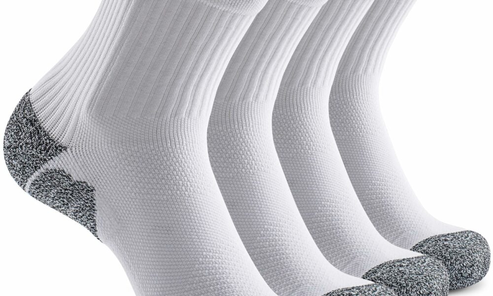 CWVLC Cushioned Compression Sport Quarter Socks for Men Women Youth X-Large 4-pairs White product image
