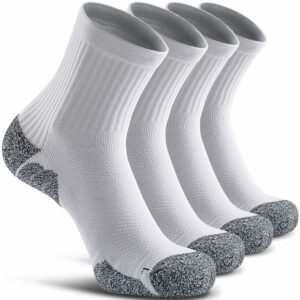 CWVLC Cushioned Compression Sport Quarter Socks for Men Women Youth X-Large 4-pairs White product image