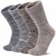 LANLEO Merino Wool Hiking Socks for Women Men Thermal Extra Thick Winter Warm Comfy Cushioning Crew Boot Socks 4 Pairs Coffee/Khaki/Dark Grey/Light Grey Large product image