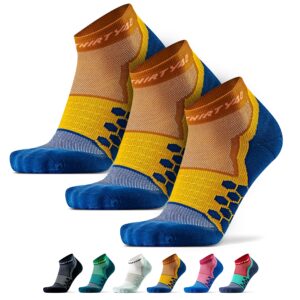 Thirty48 Performance Compression Low Cut Running Socks for Men and Women | More Compression Where Needed X-Large [3 Pair] Mustard/Navy product image