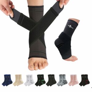ABIRAM Ankle Brace for Women & Men, Ankle Compression Sleeve with Wrap, Foot Support Sleeve, Ankle Support for Sprained Ankle, Plantar Fasciitis Relief Socks, Achilles Tendonitis, Sports, L Black Large product image