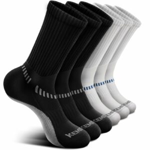 BULLIANT Compression Socks for Men 6Pairs, Athletic Crew Socks Cushioned For Men Sports Running-Arch Support 11-13 6pairs-black/White 2737 product image